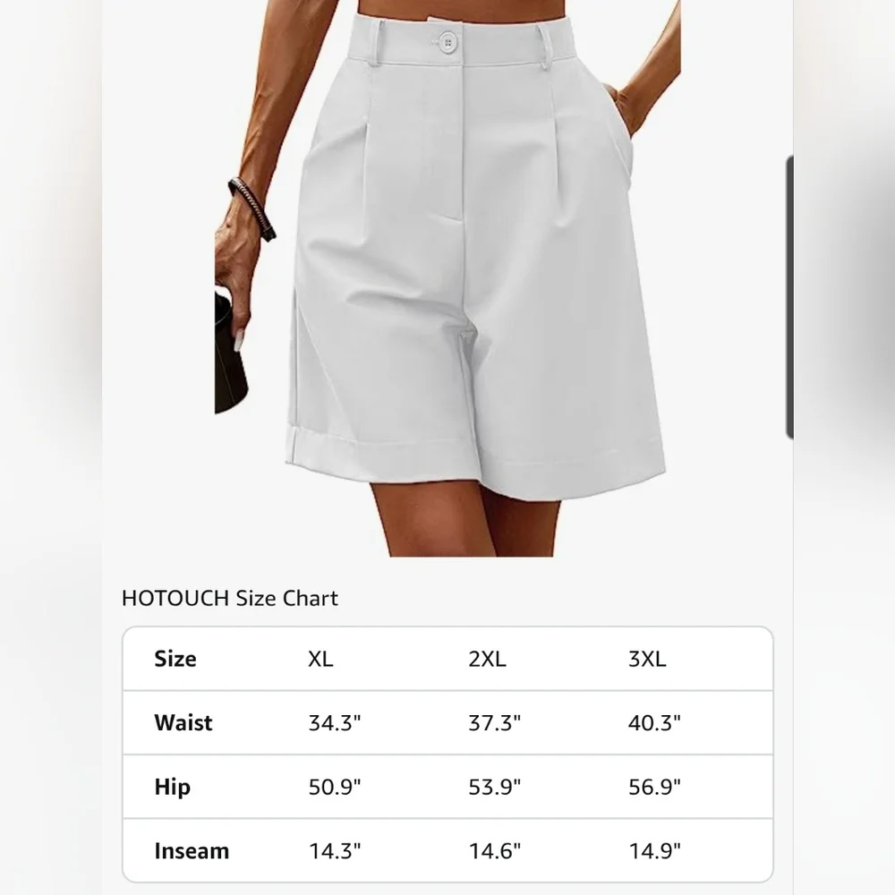 White Bermuda Shorts with Tailored Wide-Leg Design and high waist size XXXL